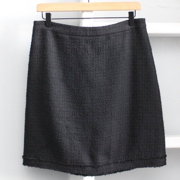 J. CREW Black Wool Blend Tweed Straight Pencil Skirt 6608 Size 6 - Picture 1 of 4